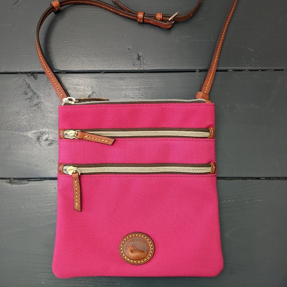 Dooney & Bourke Nylon Zip Hot Pink Crossbody Purse Bag